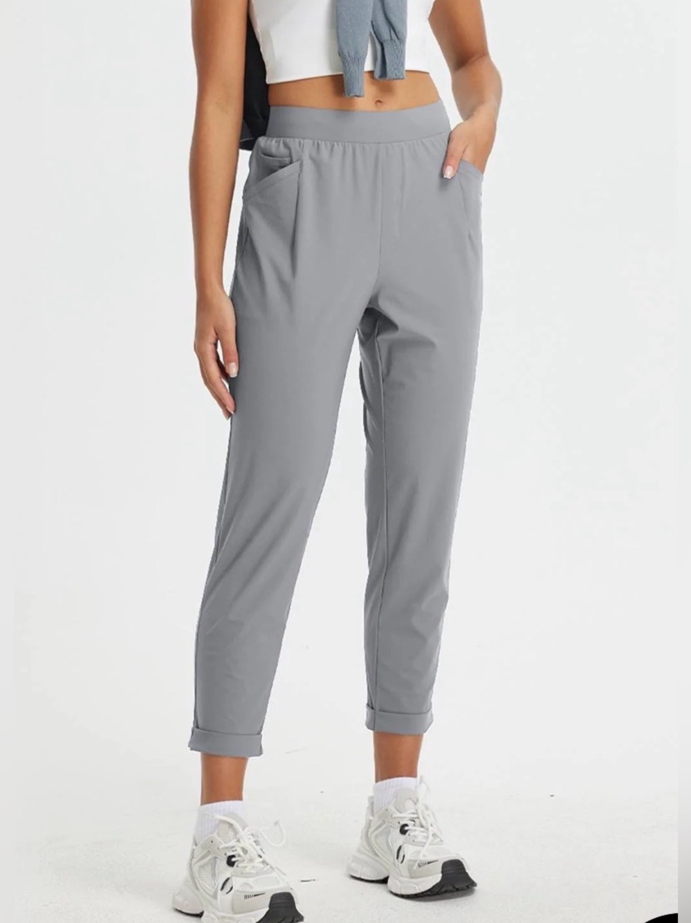 Baleaf Women’s Dynamic Form High-Rise Tapered Trousers Gray Size L